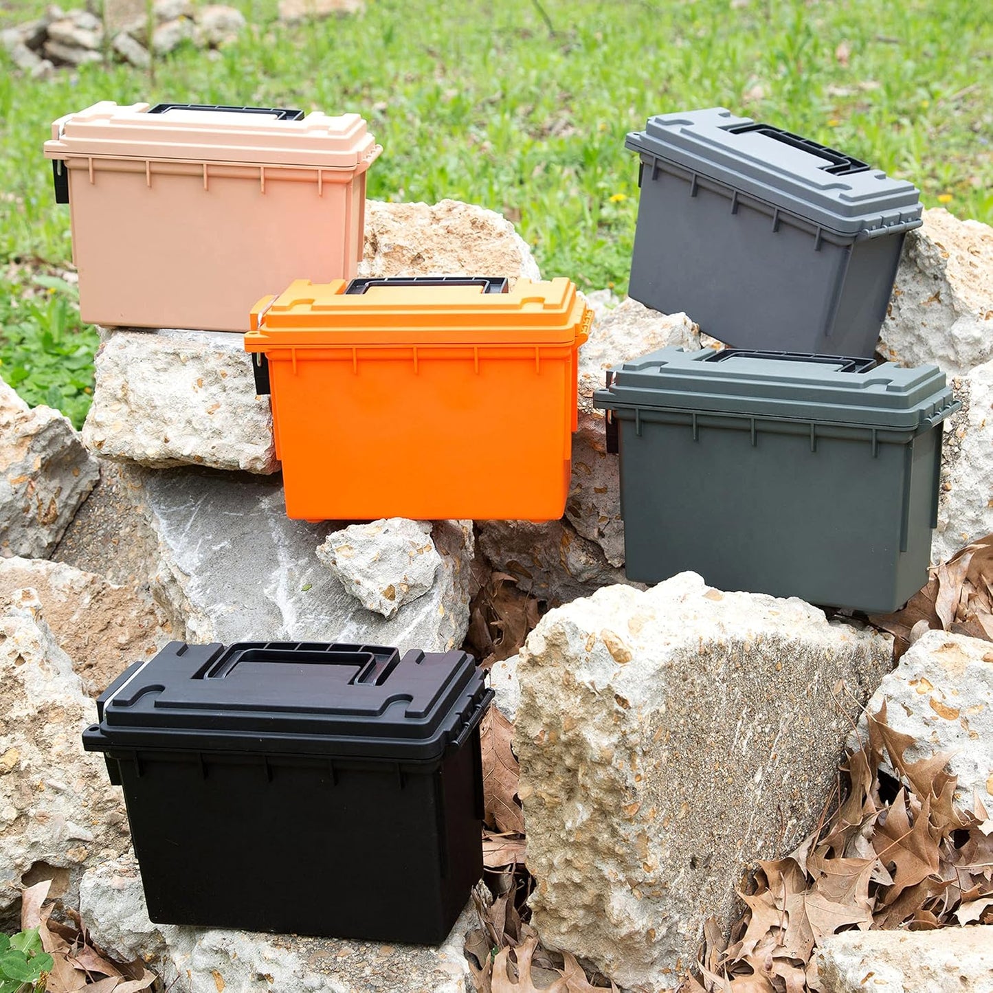 Sheffield Ammo Storage Box - Stackable .30 Cal Field Boxes | Water & Dust Resistant, Lockable, Green (Pack of 6)