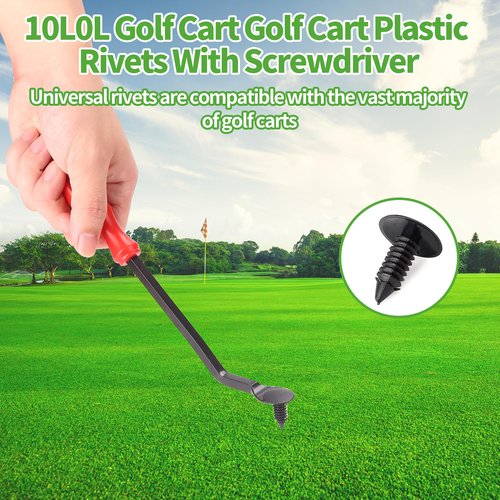 10L0L Golf Cart Universal Plastic Rivet for Yamaha EZGO Club Car Golf Cart with Clip-on Screw Driver OEM 1010434, (50 PCS)