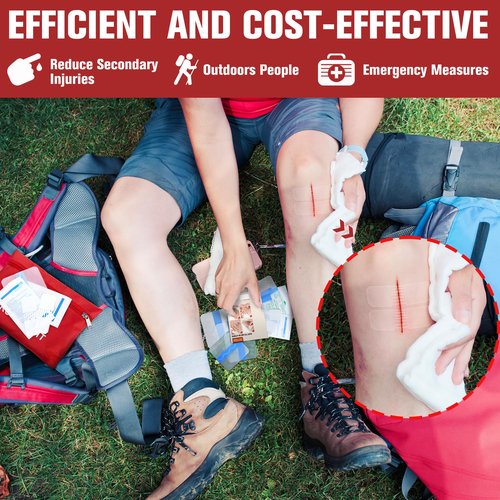 Emergency Wound Closure Strips - HSA/FSA Eligible - Dotodo 4PCS Laceration Closure Kit - Sutures Butterfly Bandaids | Stretchable & Shrinks Back to Close The Cut