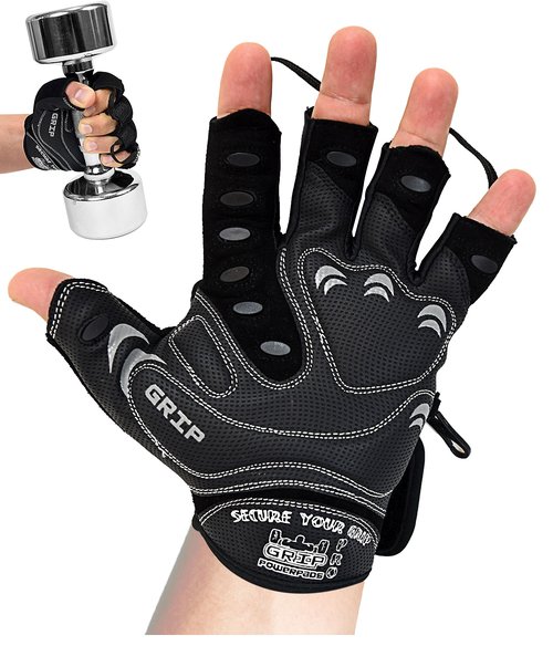 2017 Tips 2 Weightlifting Gloves Protect Your Hands & Improve Your Grip Best Body Building Fitness Exercise Accessories (Black, X-Large 8 5/8" - 9 1/2")
