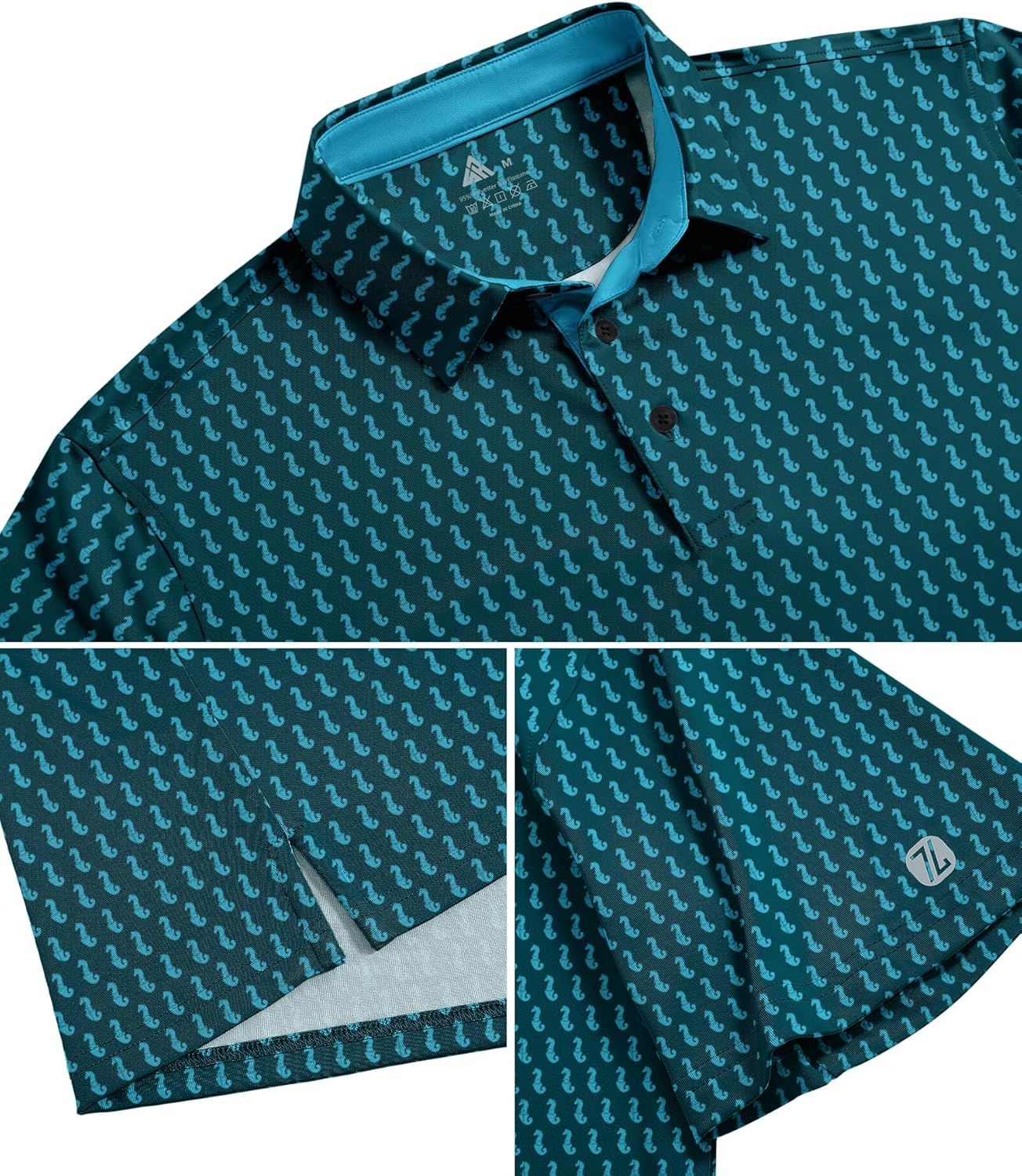ZITY Men's Golf Polo Shirt - Short Sleeve Performance Moisture-Wicking with Stylish Print Patterns