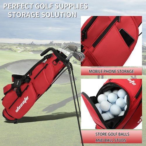 Lightweight Golf Stand Bag - 3-Way Dividers, Fits 5-9 Clubs - Small Sunday Bag for Men & Women, Par 3, Driving Range & Executive Courses - Waterproof, Dual Straps & Rain Cover Included