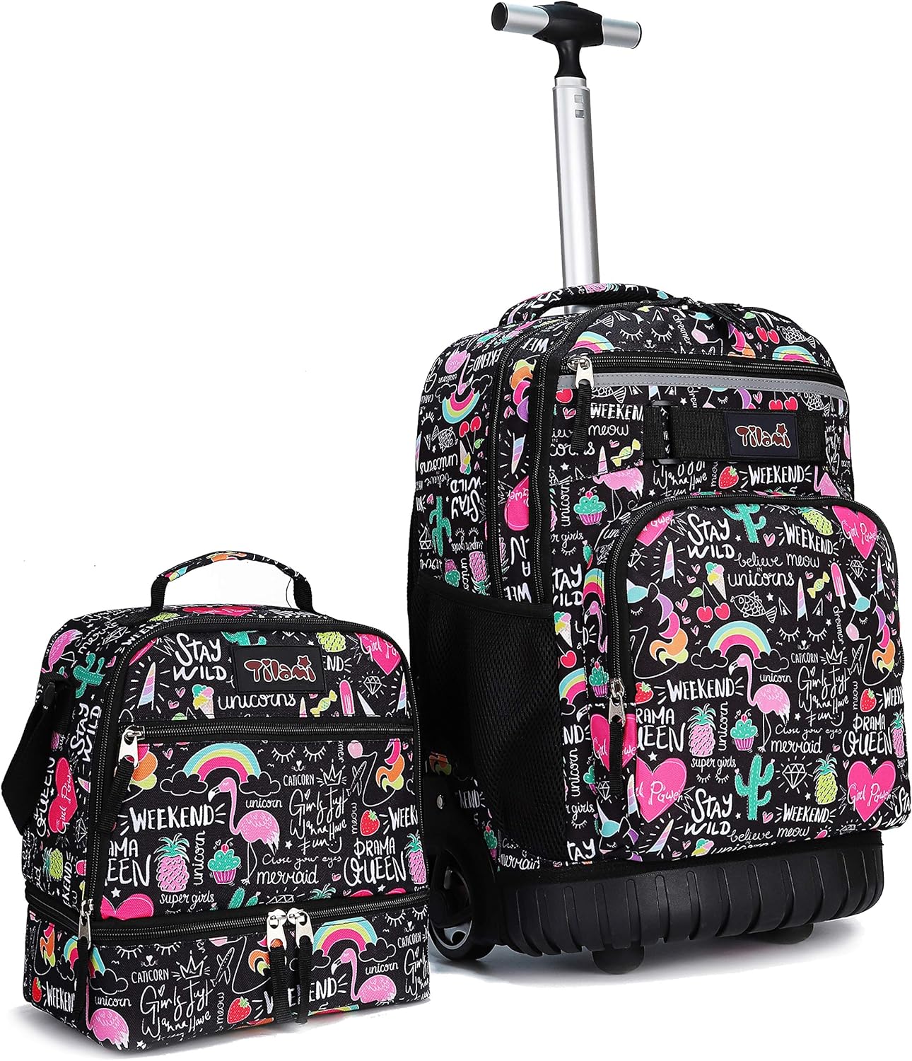 Tilami Rolling Backpack - 19-Inch Wheeled Laptop Bag with Lunch Bag | Insulated Design