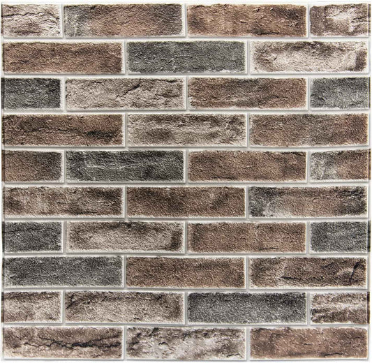 Faux Brick 3D Wall Panels - 10-Pack Peel and Stick Waterproof Foam Wallpaper in Red Brown for Bedroom, Bathroom, Kitchen