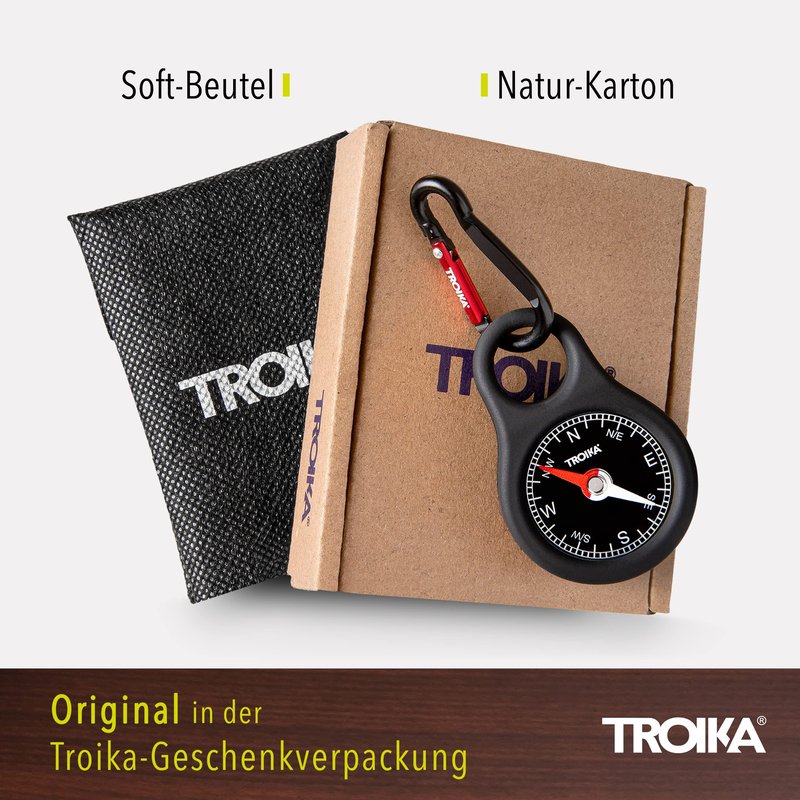 Troika Wegweiser, Item COS10/BK Pocket Compass with Carabiner Black