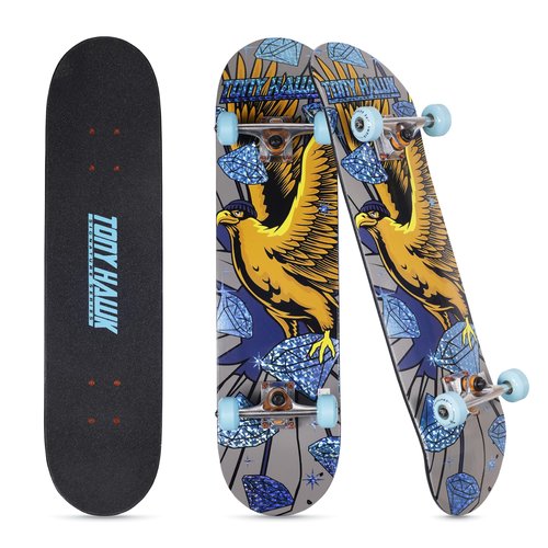 Tony Hawk 31 inch Skateboard, Tony Hawk Signature Series 3, 9-ply Maple Deck Skateboard for Cruising, Carving, Tricks and Downhill, Diamond Hawk