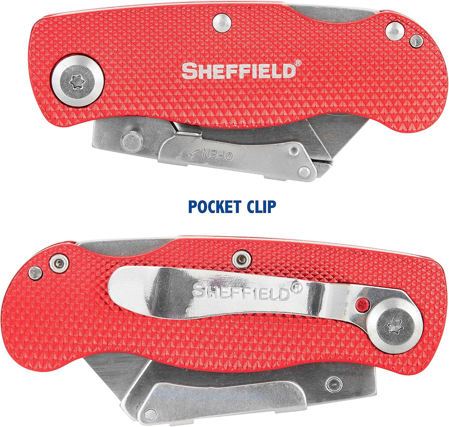 Sheffield Folding Utility Knife - Aluminum Handle, Accepts Standard Blades | Ideal for Home, Office & Trades