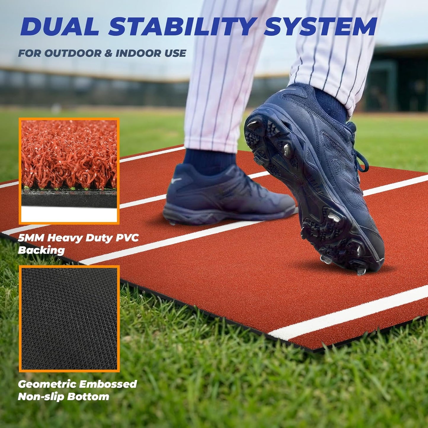 Skiennix Baseball Batting Mat - Non-Slip Turf for Hitting Practice | 6x4/10x3.8/12x6FT Sizes