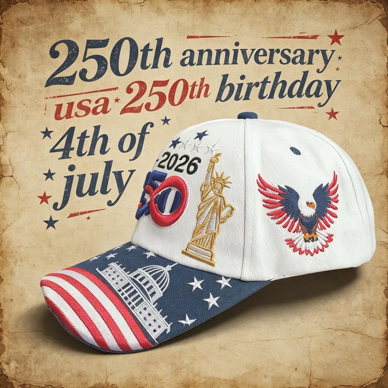 COOLQYANG American 250th Anniversary Embroidered Baseball Cap, Patriotic Red White Blue USA Flag Hat, July 4th Independence Day Souvenir Memorial Gift