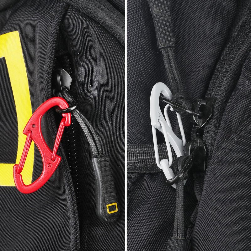SWATOM 20PCS S Double Sided Mini Carabiner Clip Small Dual Wire Gate Carabiners Keychain Clasp Snap Hooks Tiny Key Clips EDC Accessories for Outdoor Camping Fishing Hiking (Black 30P)