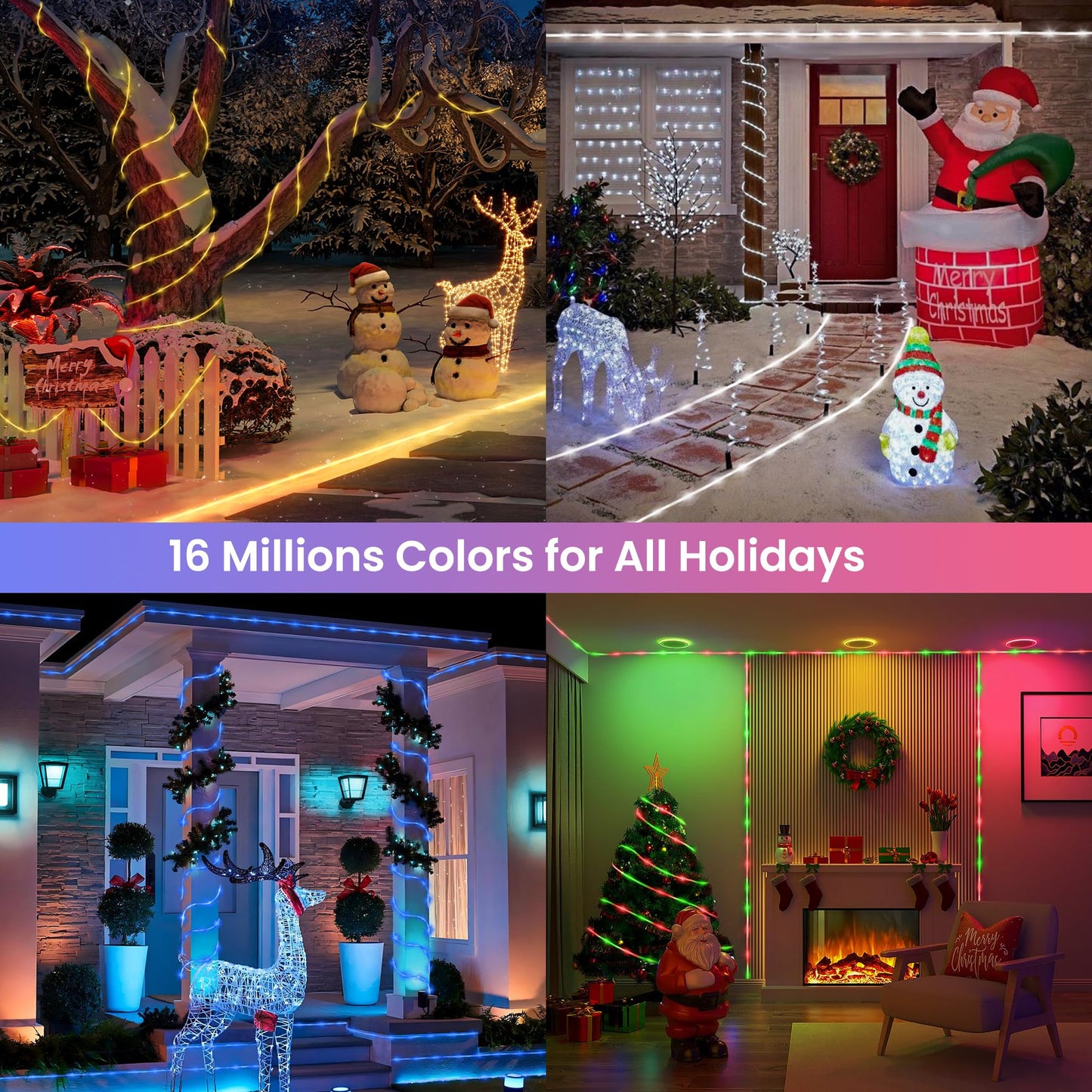 Jnaurb RGB Color Changing Rope Lights Outdoor, 33ft 100LED Smart String Lights with Remote & APP Control, Waterproof Music Sync Rope Lighting - DIY Flexible Tube LED Lights for Bedroom Garden Wedding