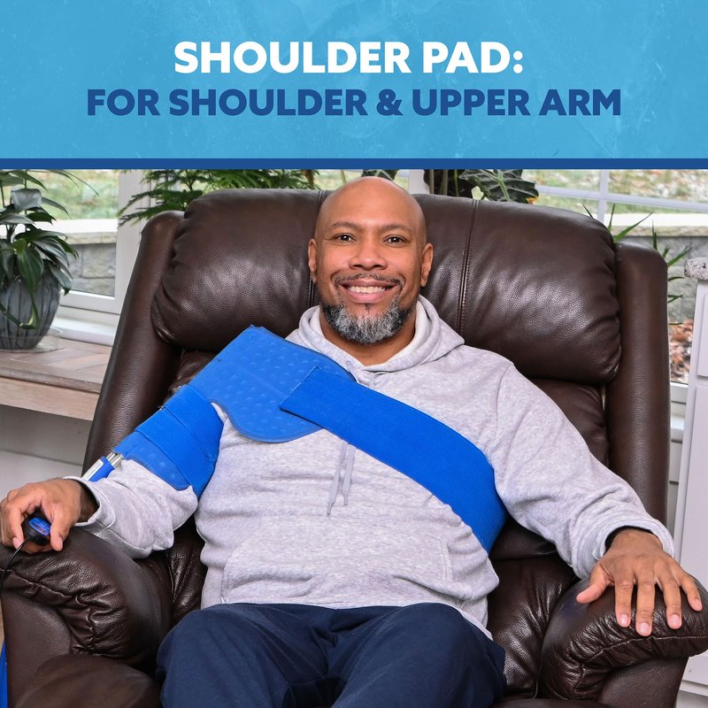 Polar Active Ice® Shoulder and Upper Arm Therapy pad Provides Broad Coverage with 10.5” x 11.5” Upper, 13” x 4.5” Lower pad. Use only with The Polar Active Ice #AIS Therapy System.