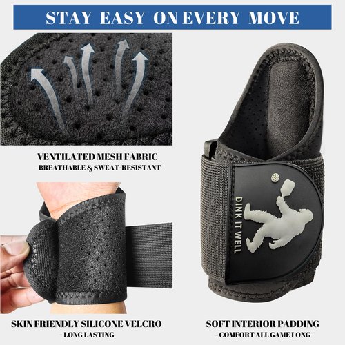 Fjalljós Pickleball Dink Train Wrist Brace - Wrist Support Training Aid for Men and Women, Reduces Fatigue & Improves Accuracy (Black, Small)