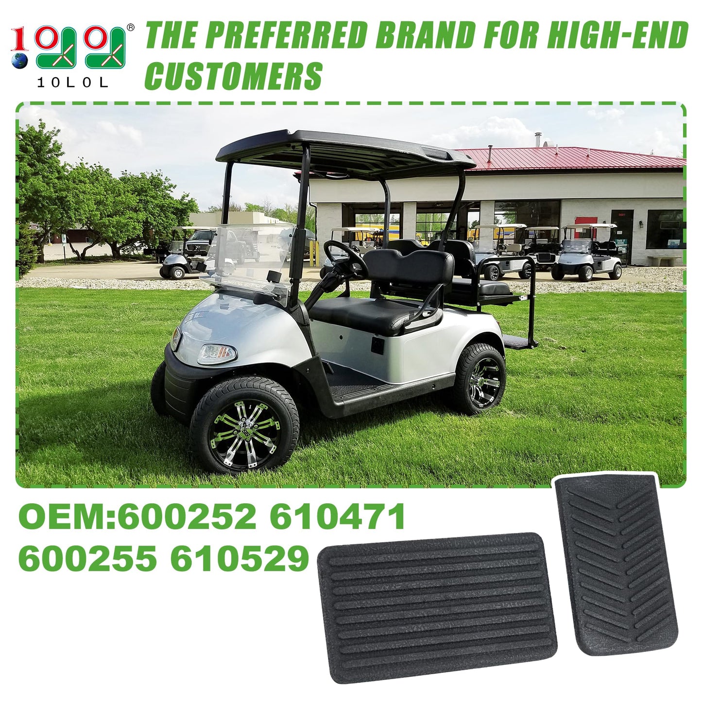 10L0L Golf Cart Accelerator & Brake Pedal Pad Cover Kit for EZGO RXV 2008-Up Gas and Electric Vehicles - OEM# 600252 610471 600255 610529