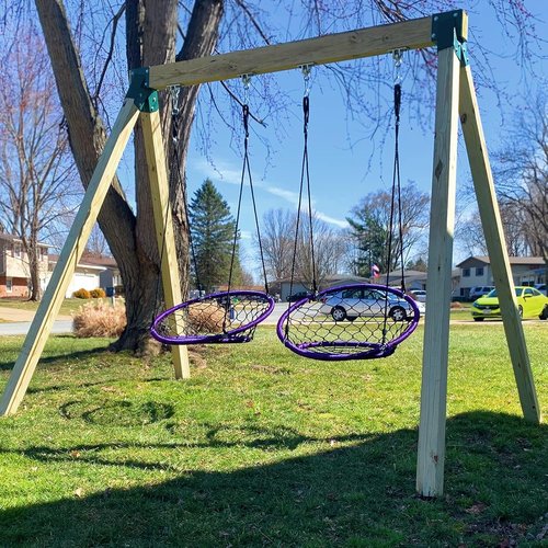 BETOOLL Heavy-Duty Swing Hangers - 2400lb Capacity for Wooden Sets | Indoor/Outdoor Use, Silver, Set of 2