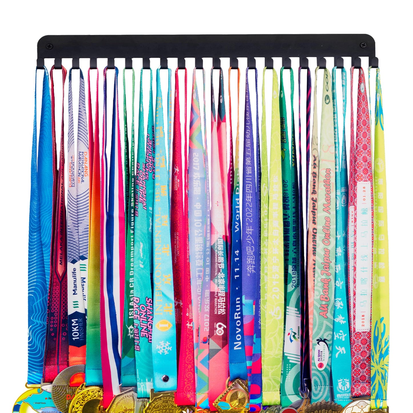 Medal Hanger Display - Wall Mount Steel Rack with 20 Hooks Holds 60+ Medals