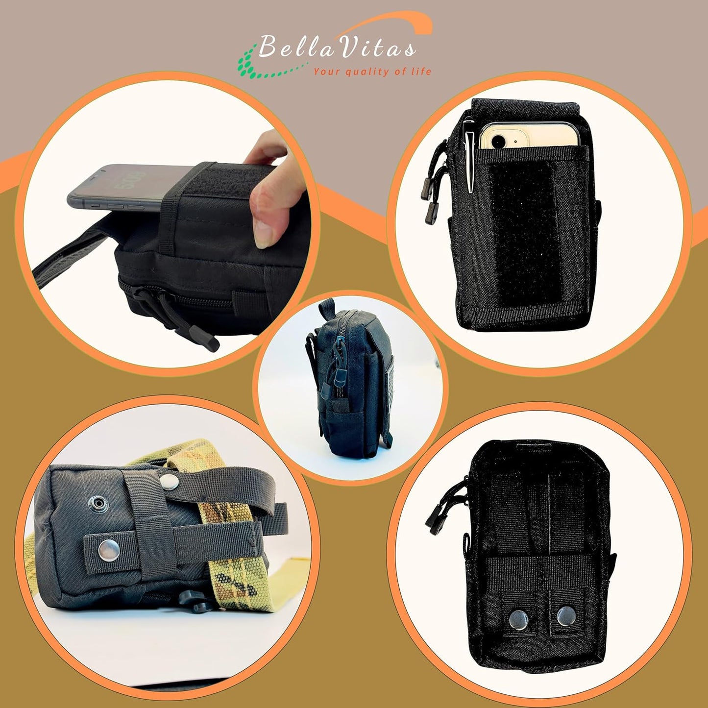 Skiennix Tactical Molle Pouch - Small EDC Utility Bag with US Flag Patch | Versatile Gadget Organizer