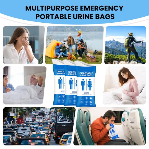 COZYPEPE Disposable Urine Bag for Emergency Use, 24 PCS 800ML Unisex Urinal Bag,Travel Urine Bag, Portable Toilet Bag, Vomit Bag for Camping, Traffic Jams, Pregnant, Patients, Hiking and Kids