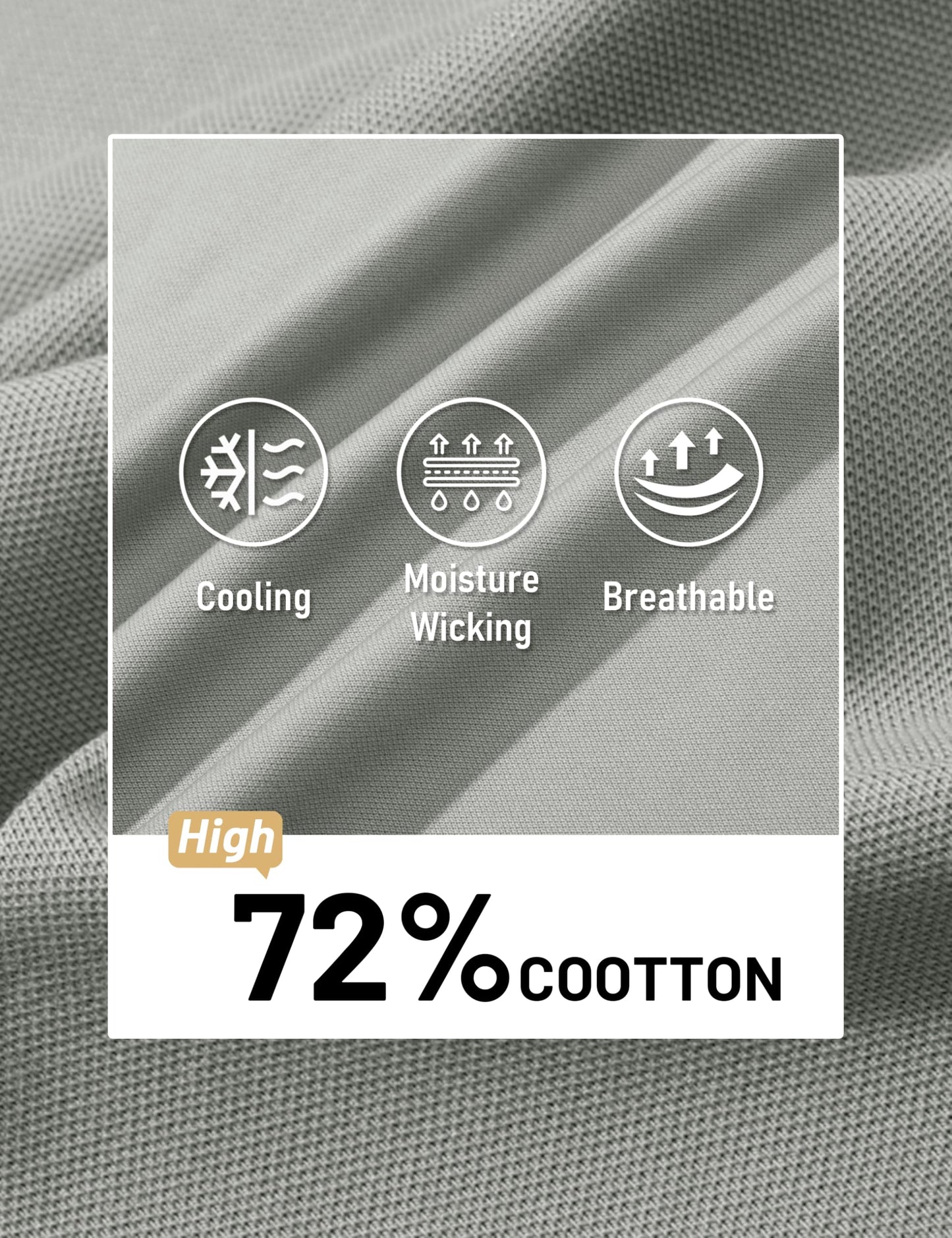 MAGCOMSEN Mens Short Sleeve Shirts Golf Polo Shirts Cotton Pique Polo Work Shirt Classic Casual Shirt Button Down Collar Shirt Light Grey, XL