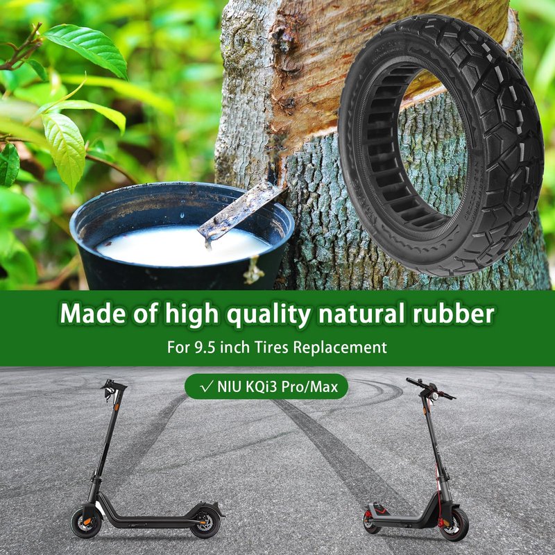 9.5 x 2.50 Off-road Solid Tire, 9.5x2.5-6.1 Tires Replacement, 9.5 inch Scooter Tubeless Solid Tire, for NIU KQi3 Pro/Max/Electric Scooter [Puncture-Proof] [Anti-Skid] [Wear-Resistant] (2 Pack)