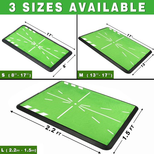 CHAMPKEY 8" x 17" Premium Impact Golf Mat Upgraded Version | Path Feedback Golf Practice Mat | Advanced Guides and Rubber Backing Golf Hitting Mat