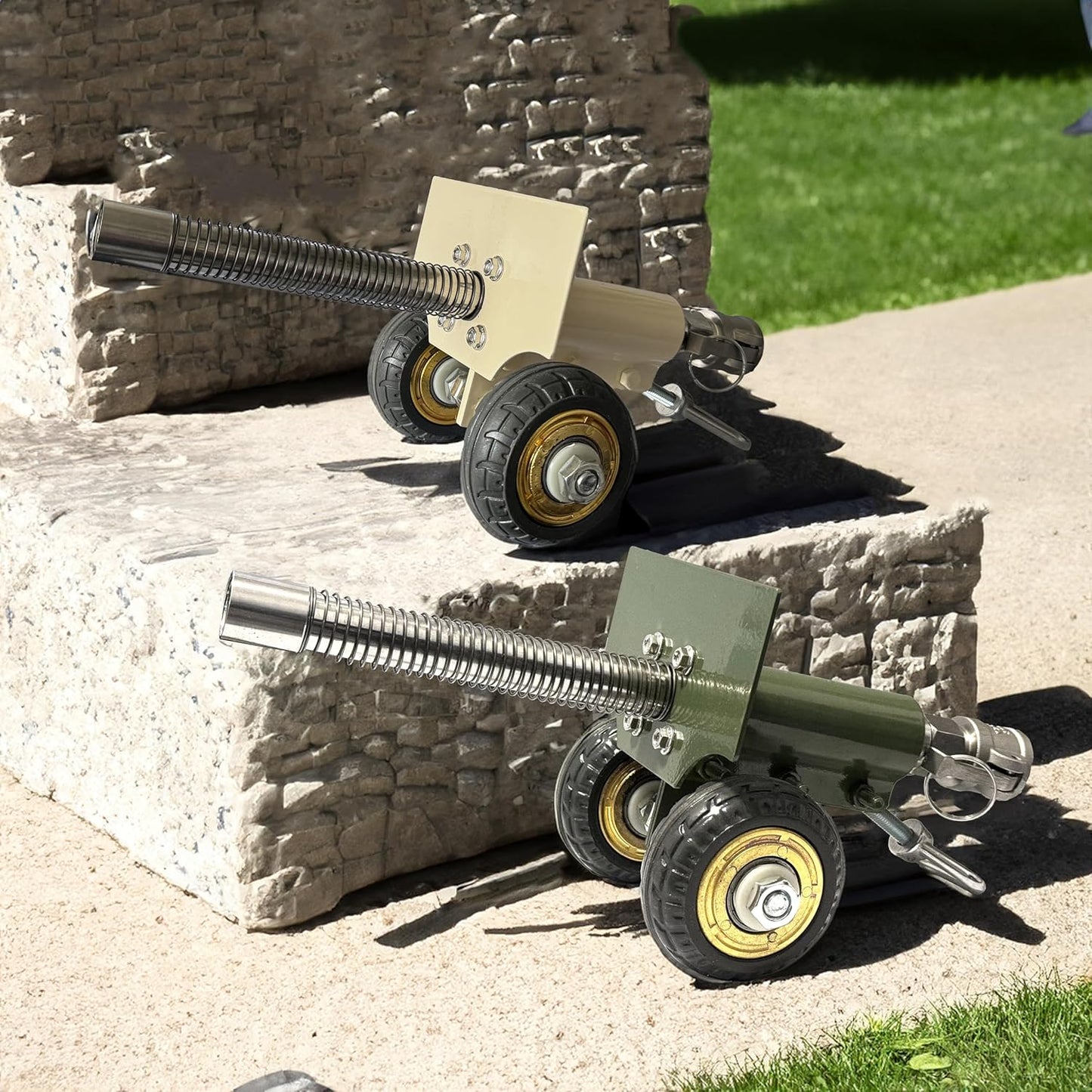 TIETHEKNOT Stainless Steel Mini Cannon Model - Recoil Mechanism for Outdoor Games & Collectors (Green)