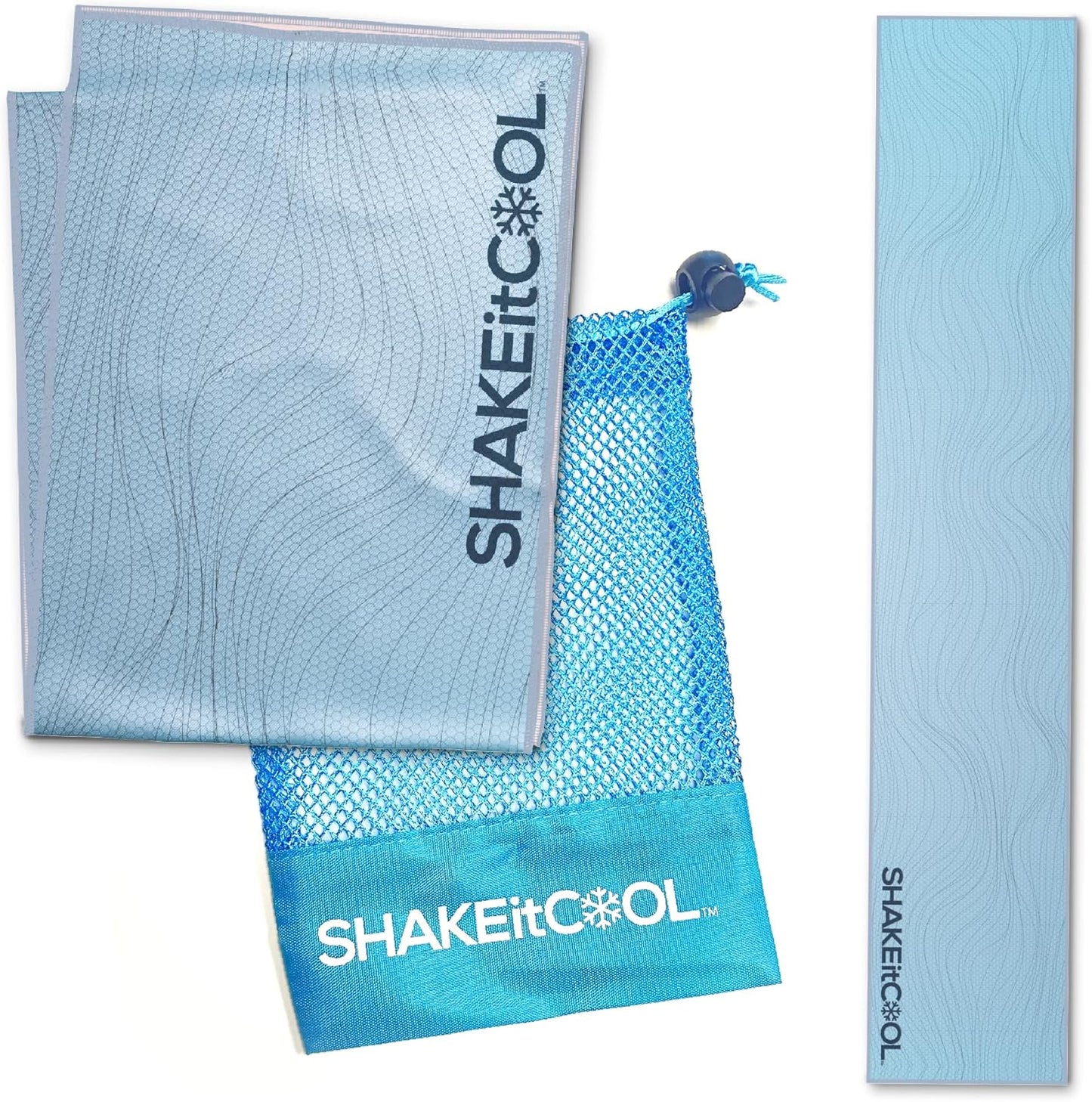 SHAKEitCOOL Cooling Towel - Stylish Heat Relief & Sun Protection - Soft, Lightweight, Easy Clean - Blue Wave