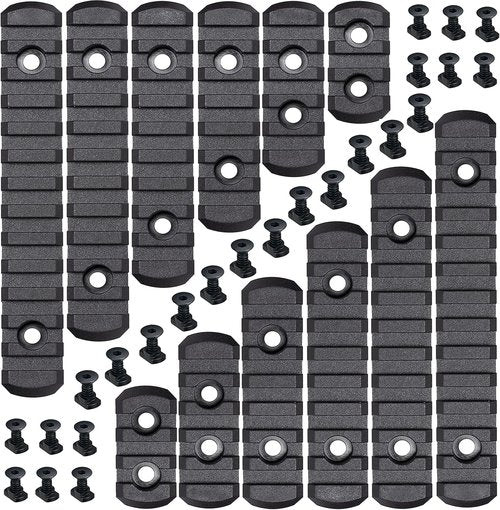 CRUSHUNT 12-Pack Picatinny Rail Sections - Durable Polymer | Black Slots for Versatile Mounting