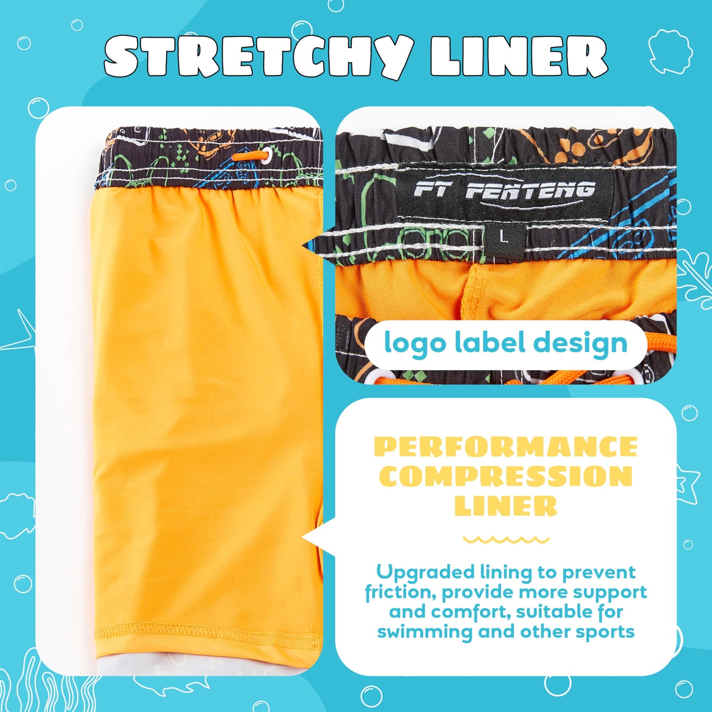Boys Swim Trunks with Compression Liner Anti-Chafe, Boys Bathing Suit with Boxer Brief Liner, Game Controller Boy Swim Shorts Swimwear, Quick Dry UPF 50+ 4 Way Stretch Boy's Board Shorts, XL