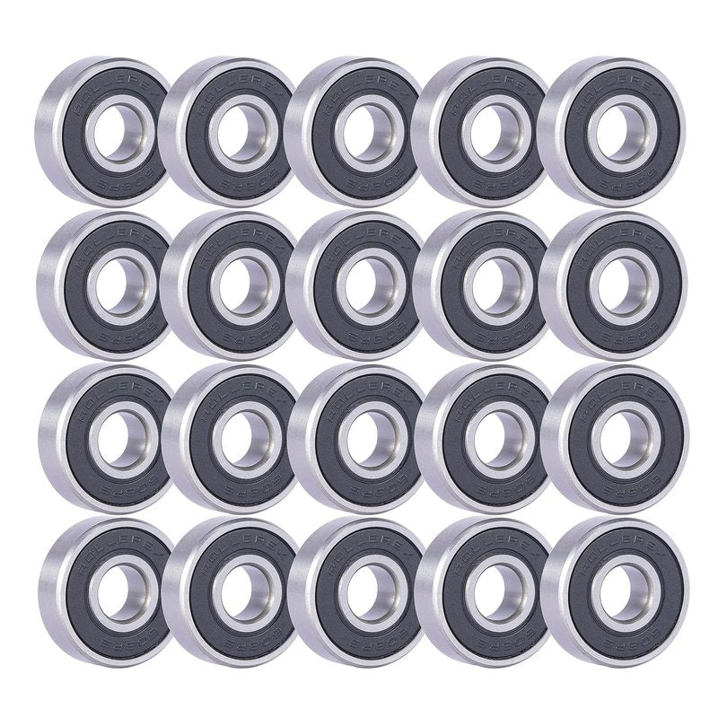 Rollerex Titan 608-2RS Pre-Lubricated Skate Wheel Bearings – for Roller Skates, Inline Skates, Roller Blades, Scooters, RipStiks & Skateboards (Chrome Steel, 20-Pack)