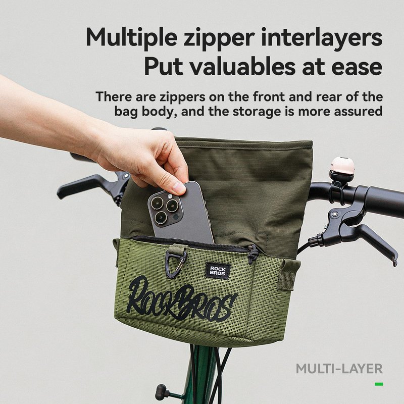 ROCKBROS Folding Bike Handlebar & Shoulder Bag – Universal Hook-and-loop fastener Mount, Convertible Front Crossbody Bag for Commuting, Cycling & Daily Rides