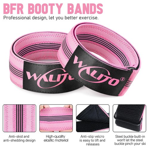 Booty Bands for Women Glutes - BFR Blood Flow Restriction Bands with Weekly Plan for Legs, Butt & Hip Building, Occlusion Bands for Workouts, Fabric Bands for Squat Butt & Thigh