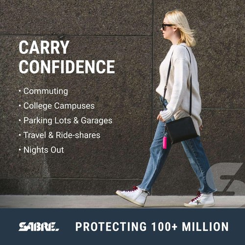 SABRE Pepper Spray - Fast Flip Top, Snap-Clip Keychain, Easy to Use & Carry, Maximum Police Strength OC Spray With UV Dye For Self Defense, 10 Second Spray Time, Finger Grip for Faster Aim, 0.54 fl oz