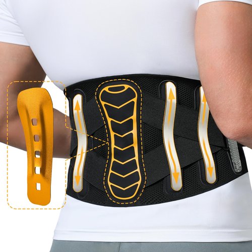 LVMEVIS® 7 Reinforced Stays Back Brace for Men Lower Back, Breathable 4D Knit Back Support Brace, Heavy-Duty Metal Plate Lumbar Support Belt,Ideal For Office Workers & Lifting Heavy Object