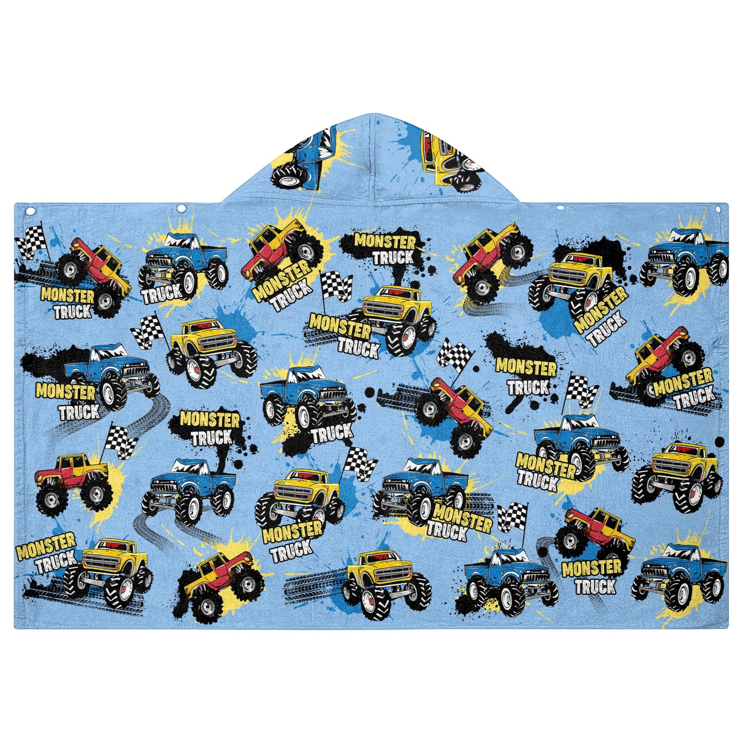 Fiwbnasz Truck Hooded Beach Towel for Kids, Monster Hooded Towels for Toddlers 30" x 50", Kids Beach Towels for Pool, Travel, Swim, Cars Wearable Bath Towel for Boys, Teens