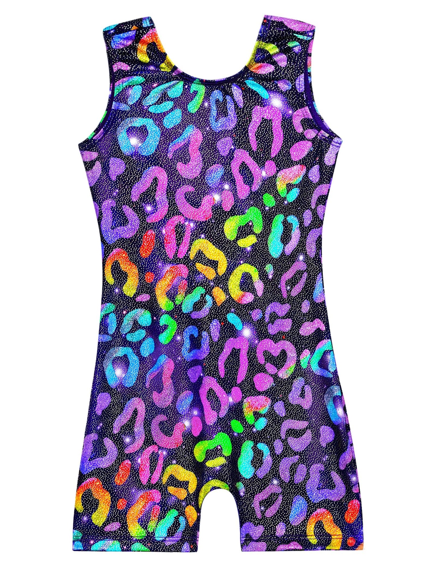 Domusgo Girls Leotard for Gymnastics Size 7-8 Years Old Sparkle Gold Leopard Bodysuits Active Tank