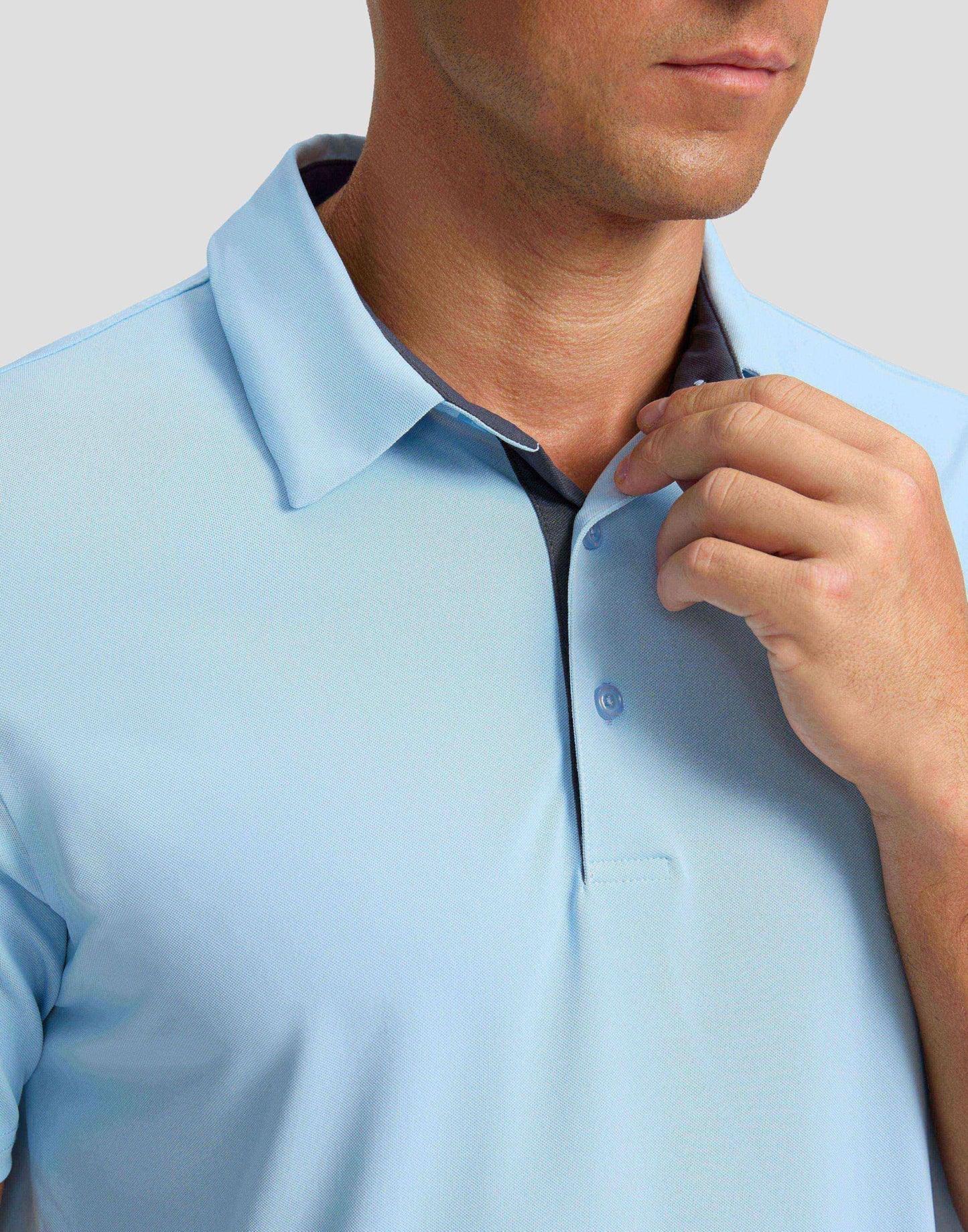 Men's Golf Shirts Dry Fit Moisture Wicking Performance Short Sleeve Collared Polo Shirts for Casual Tennis Bussiness (Light Blue, S)