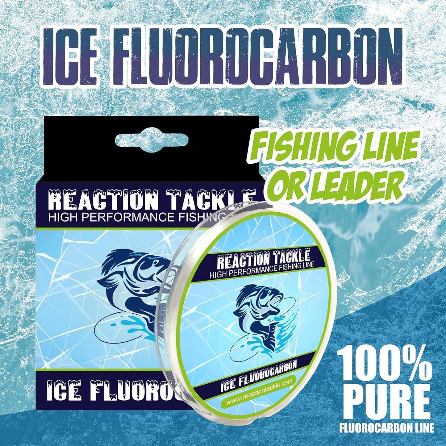 Reaction Tackle Fluorocarbon Fishing Line - High Strength, Abrasion-Resistant, Fast-Sinking, 200 Yards