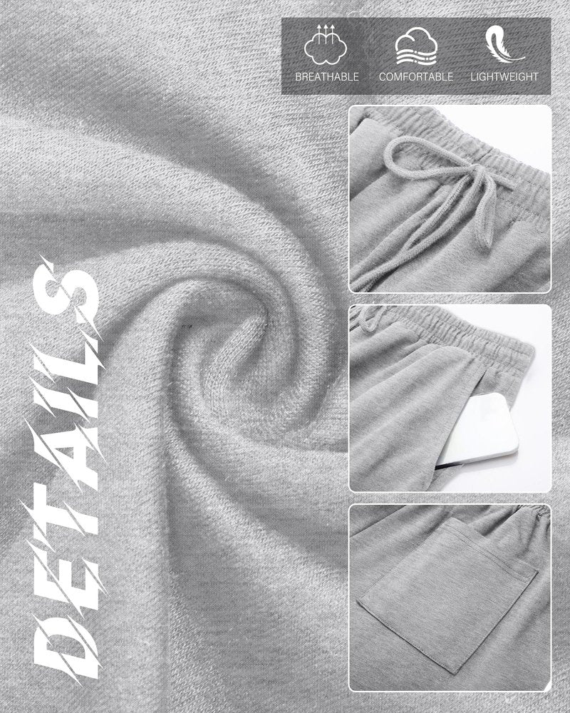 Neer 4 Pack Men's Sweatpants Joggers with Pockets Open Bottom Gym Athletic Pants Baggy Workout Casual Running Clothing(Black, Gray, Light Gray, Khaki,Medium)