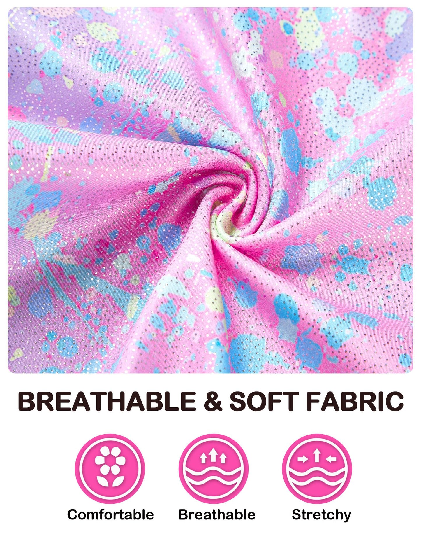 Domusgo Gymnastics Leotards for Girls 5-6 Years Old Colorful Dot Sparkly One Piece Tumbling Outfits