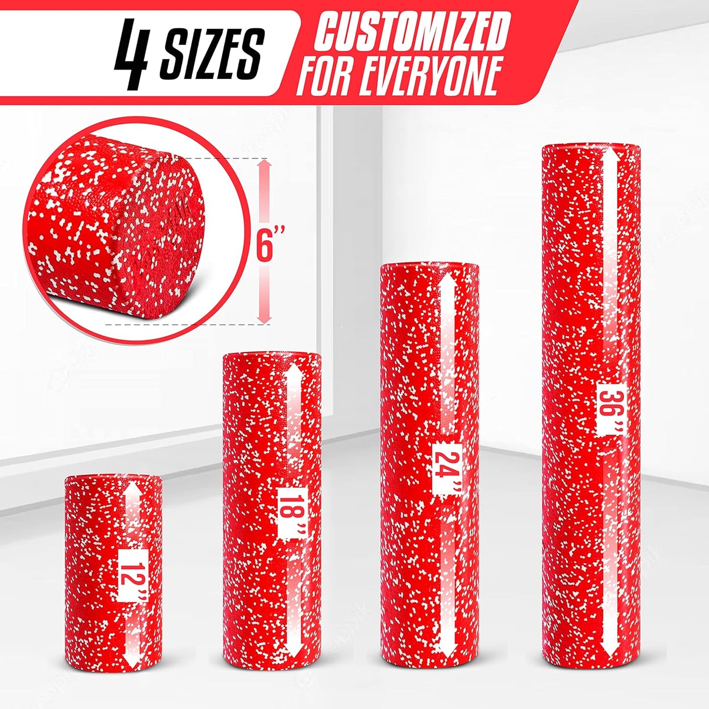 Yes4All High-Density EPP Foam Roller - Versatile Exercise Tool for Yoga, Pilates & Stretching | 12-36 Inch Sizes
