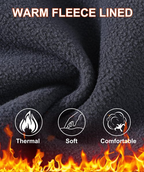Zoofly Mens Winter Pants Waterproof Thermal Snow Pants Warm Fleece Lined Hiking Pants with Zip Pockets Black