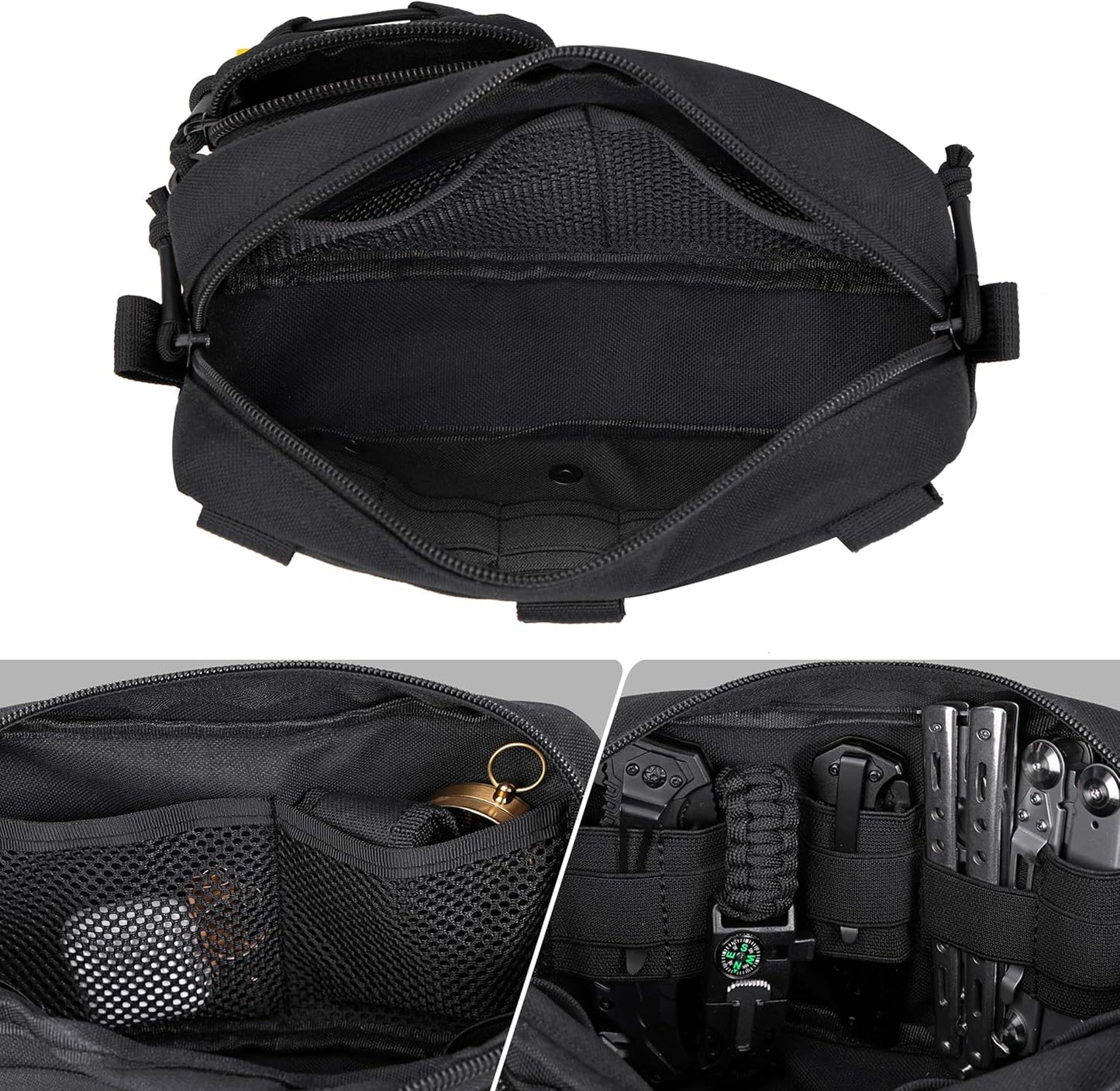 Skiennix Tactical Molle Pouch - Water-Resistant Admin Pouch with US Flag Patch | Versatile Utility for Vests & Backpacks