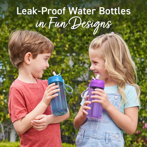 Bentgo Kids Water Bottle - Durable, Leak-Proof Tritan Design | BPA-Free 15 oz. for Ages 3+ (Blue)