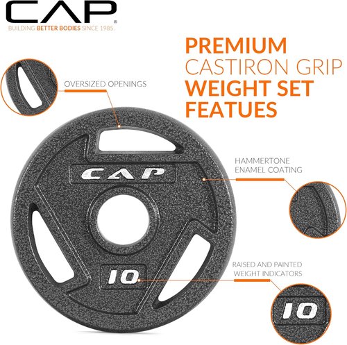 CAP Barbell Olympic Cast Iron Weight Plate Set - 75-285 lbs | Multiple Sizes Available