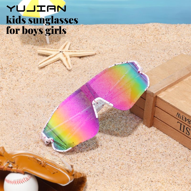 YuJian 3 pack Kids Sunglasses Youth Baseball Sunglasses for Boys Girls Softball Beach Running Sun Glasses UV Protection