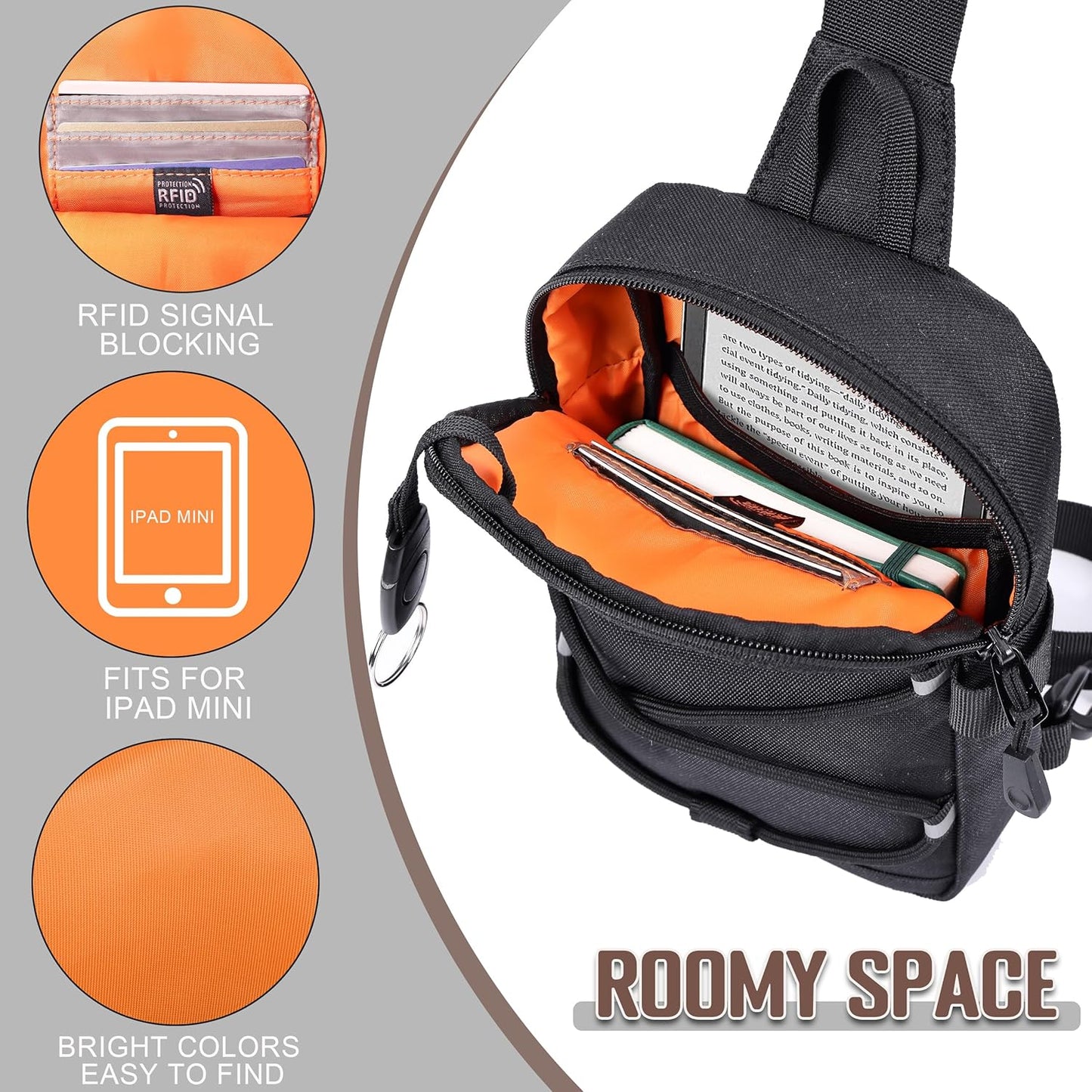 Mozeto Small Crossbody Bag - Water-Resistant Mini Sling for Travel & Hiking | Cell Phone Wallet