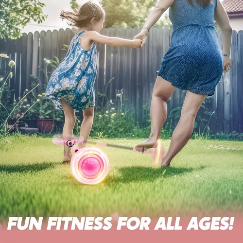 JOYIN Pink Ankle Skip Ball - Flashing Lights Indoor & Outdoor Toy for Kids | Foldable Sports Gift for Ages 3+