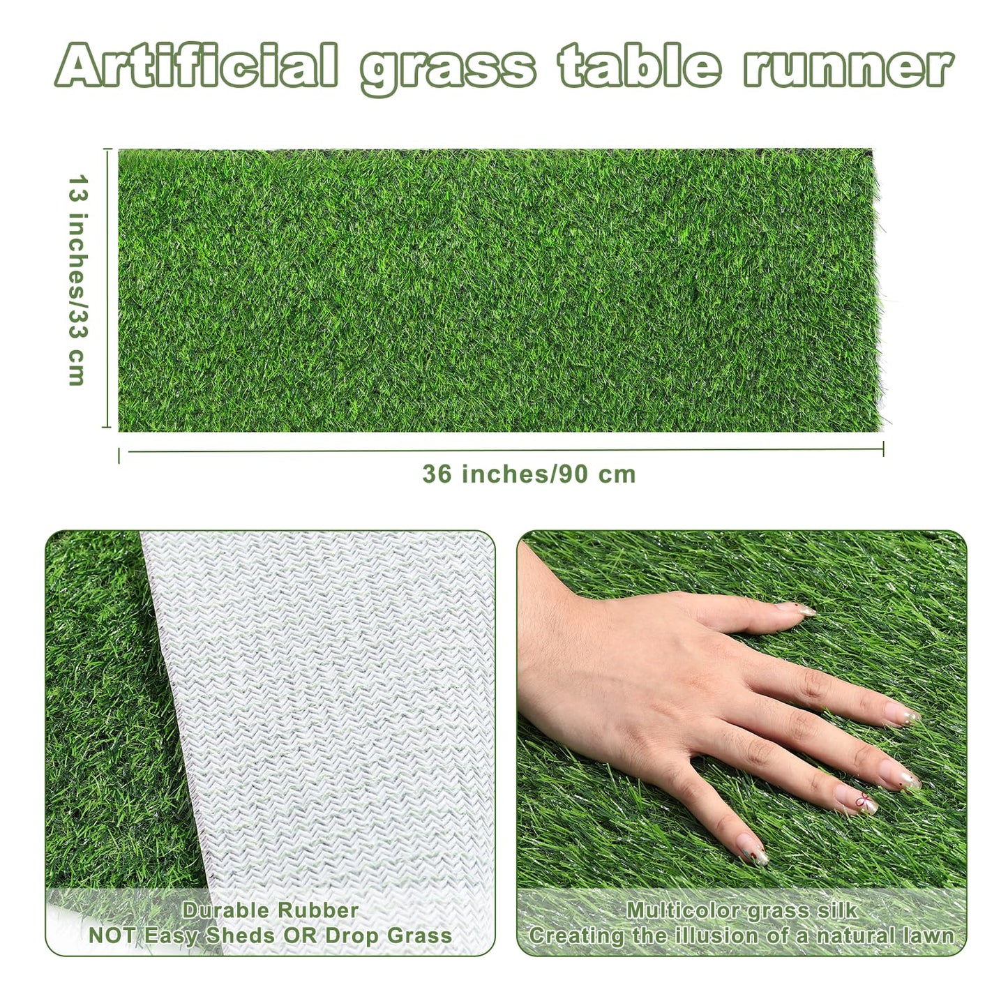 Artificial Grass Table Runners-13 x 36 Inches Faux Grass Table Runner for Golf Themed Party,Synthetic Turf Table Runner for Wedding Party, Birthday, Banquet, Baby Shower, Home Decor