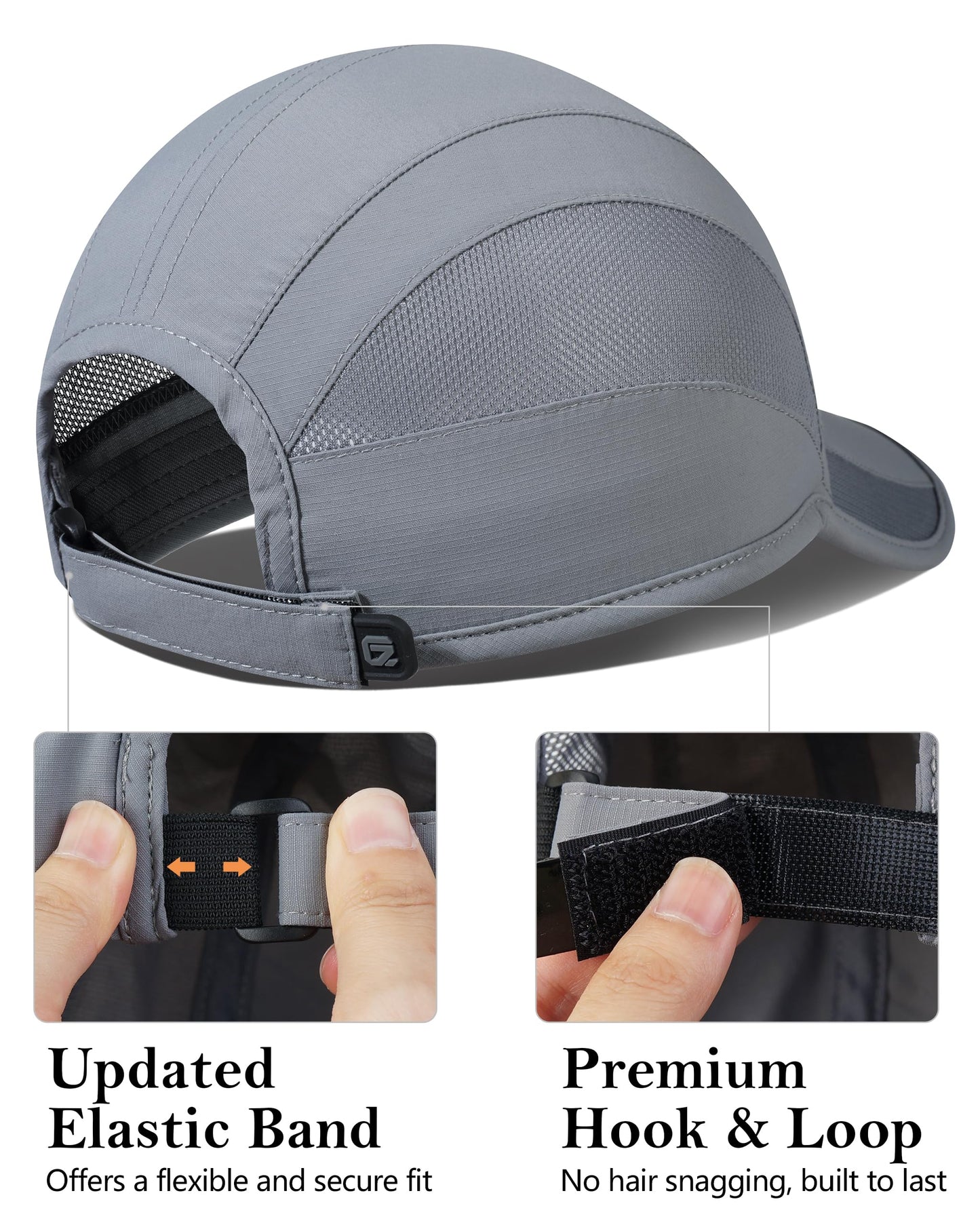 GADIEMKENSD Cooling Running Hat Quick Dry Summer Baseball Cap UPF50+ Sports Sun Caps Breathable Mesh Trucker Dad Hats Unstructured for Golf Tennis Hiking Gym Camp Silver Gray M/L 7-7 1/2